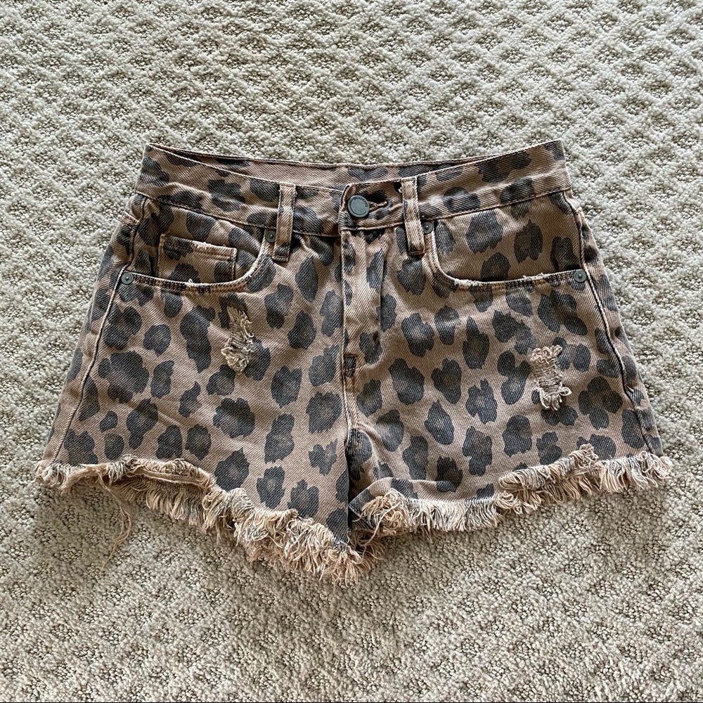 Blank NYC Leopard Denim Shorts